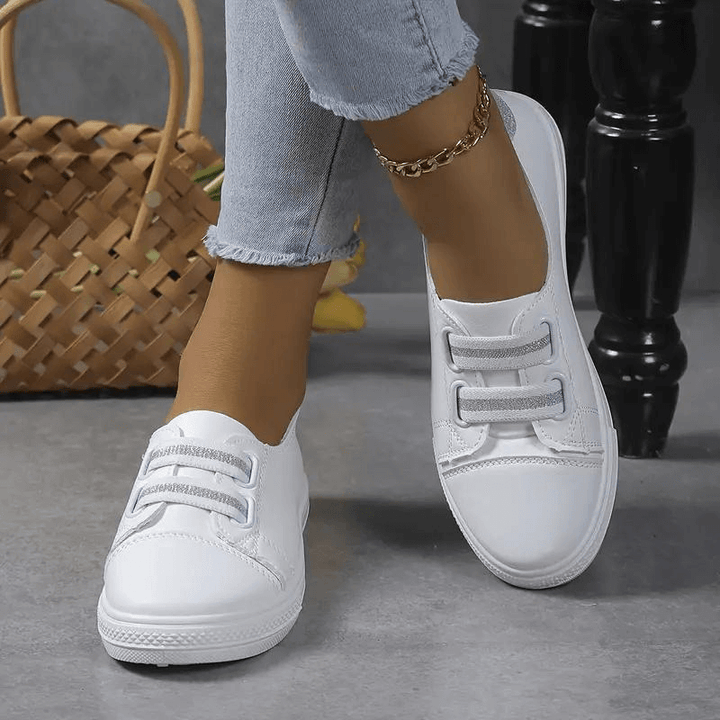 Women's Slip-On Trainers - Rounded Toe - Rubber Sole