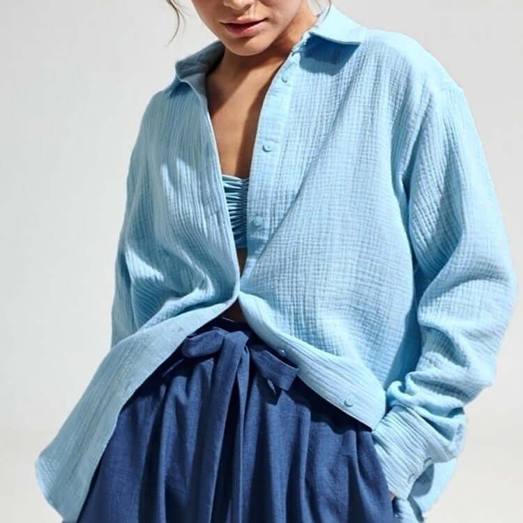 Women's Loose Long Sleeve Polo Shirt