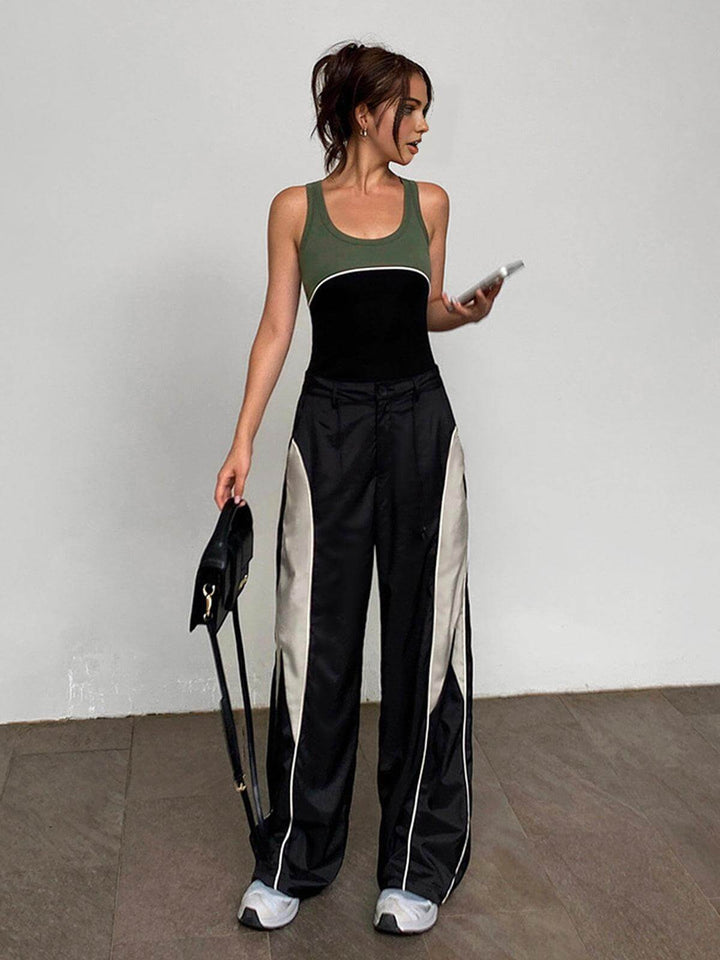 Women's Cotton Patchwork Baggy Drawstring Pants