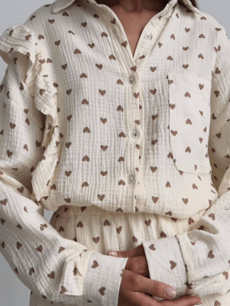 Women's Textured Blouse & Shorts Set