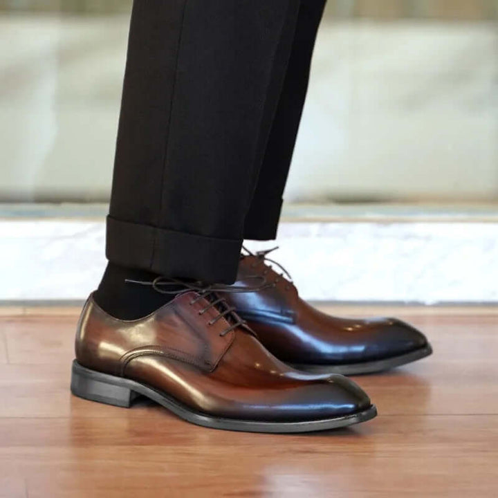 Men's Formal Leather Oxford Shoes with Closed Lacing