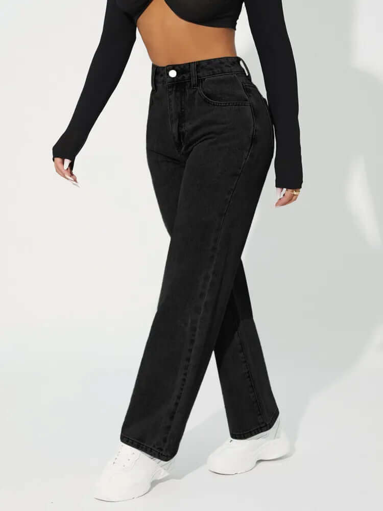Women's High-Waisted Straight Jeans