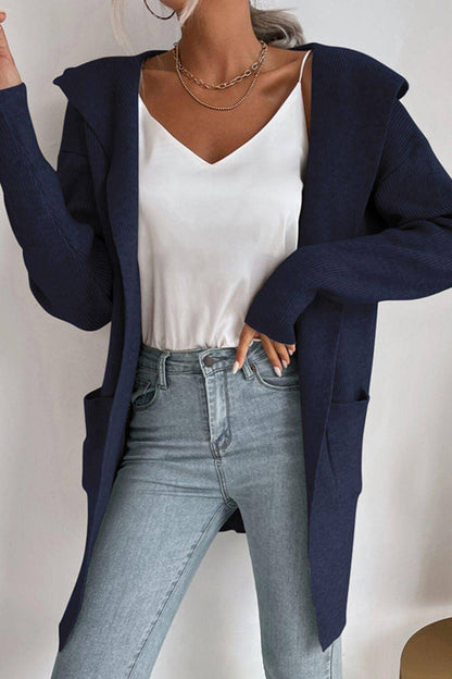 Women's Ribbed Hooded Cardigan