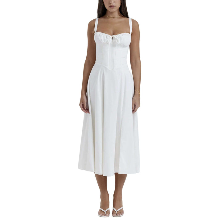 Women's Corset Midi Dress with Slit