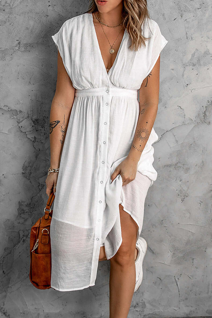 Women's V-Neck Dress with Sleeves