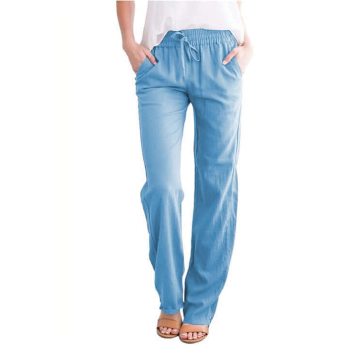 Women's Linen-Cotton Wide-Leg Drawstring Pants