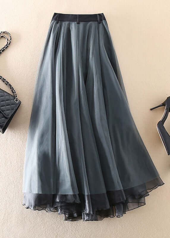 Women's High Waist Long Mesh Skirt