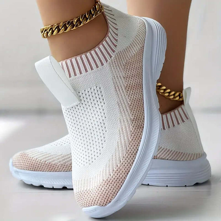Women's Knitted Slip-On Trainers - Breathable & Cushioned