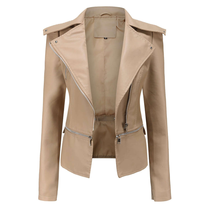 Women's Slim Fit PU Leather Motorcycle Jacket