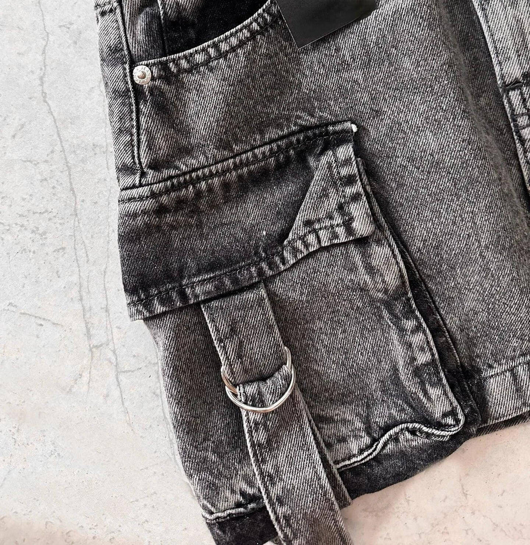 Women's Multi-Pocket Denim A-Line Mini Skirt