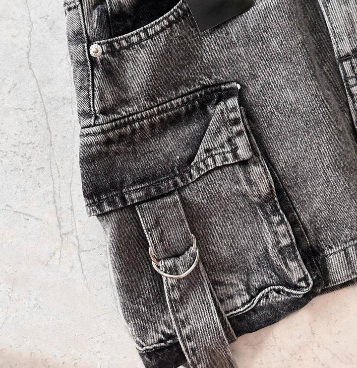 Women's Multi-Pocket Denim A-Line Mini Skirt