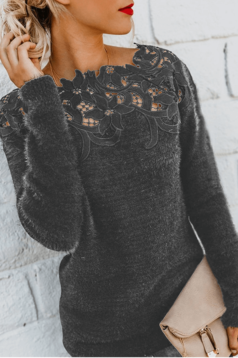 Women's Lace Detail Knitted Sweater Top