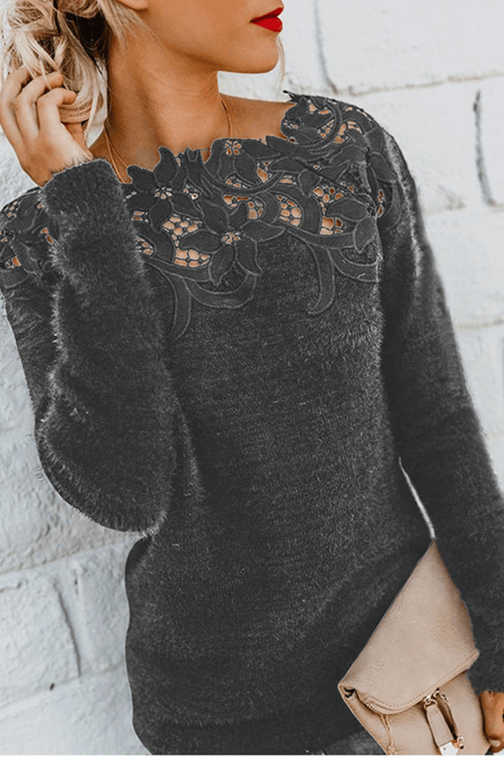 Women's Lace Detail Knitted Sweater Top