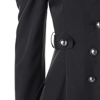 Women's Retro Midi Jacket with Standing Collar