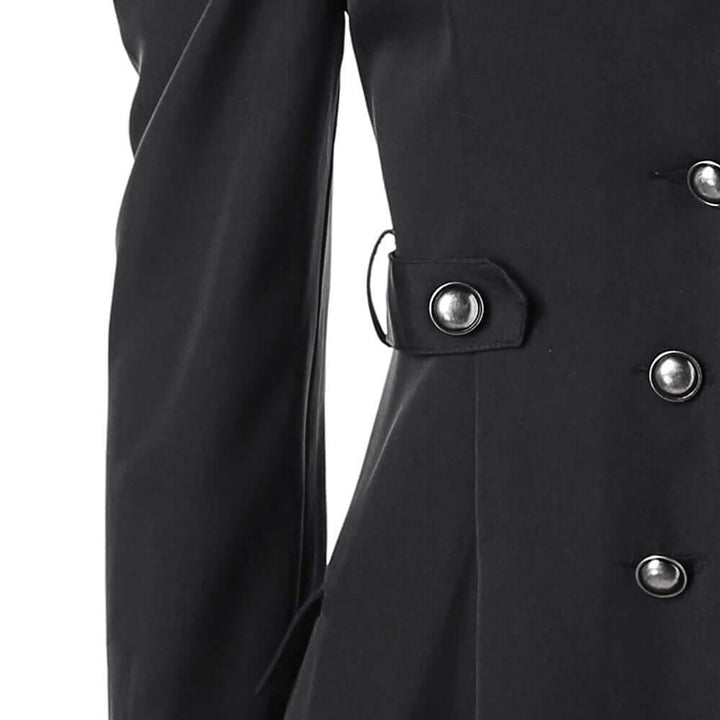 Women's Retro Midi Jacket with Standing Collar