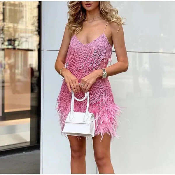 Sequin Feather Maxi Dress