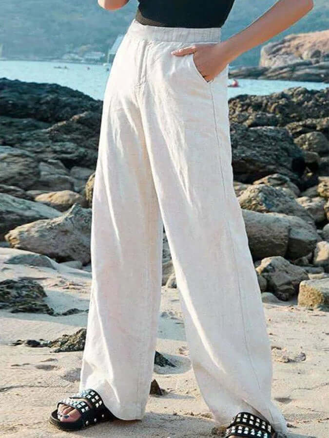 Women's Linen Wide-Leg Trousers