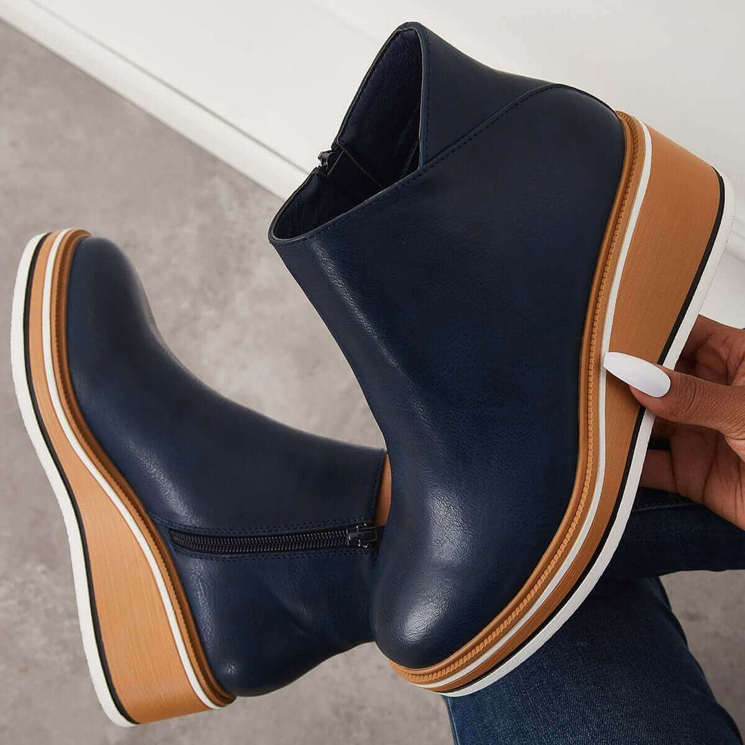 Women's Platform Ankle Boots with Zip
