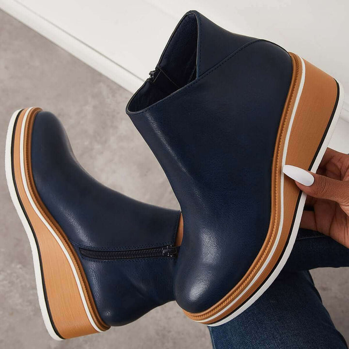 Women's Platform Ankle Boots with Zip