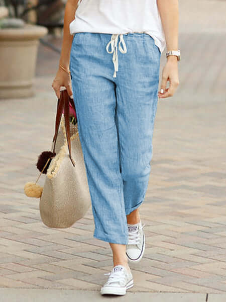 Women's Casual Elastic Waist Ankle Pants