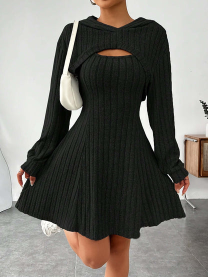 Cutout Ribbed Knit Dress