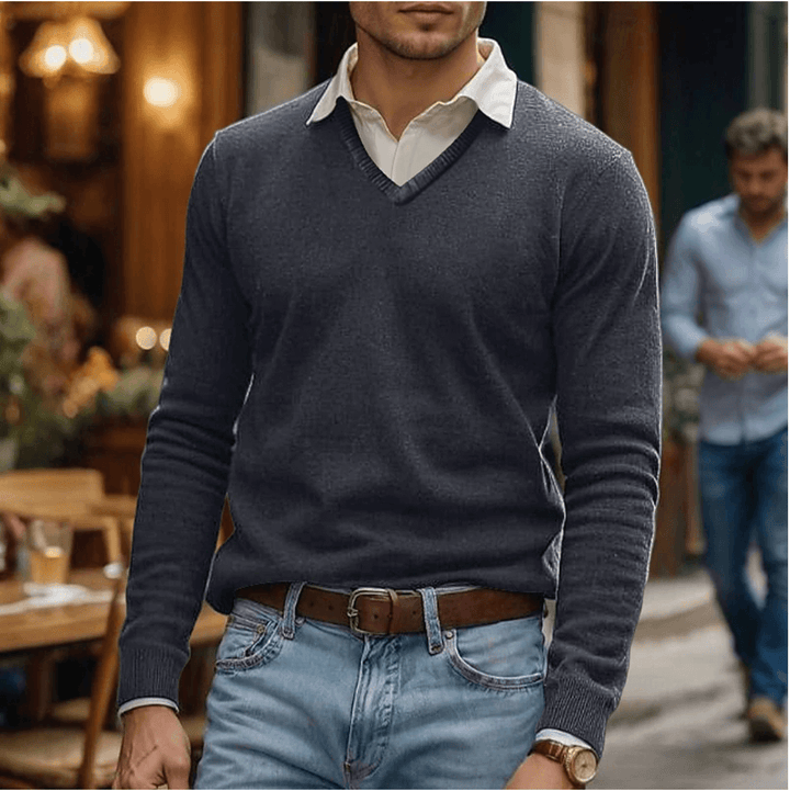 Soft Cotton Blend V-Neck Sweater