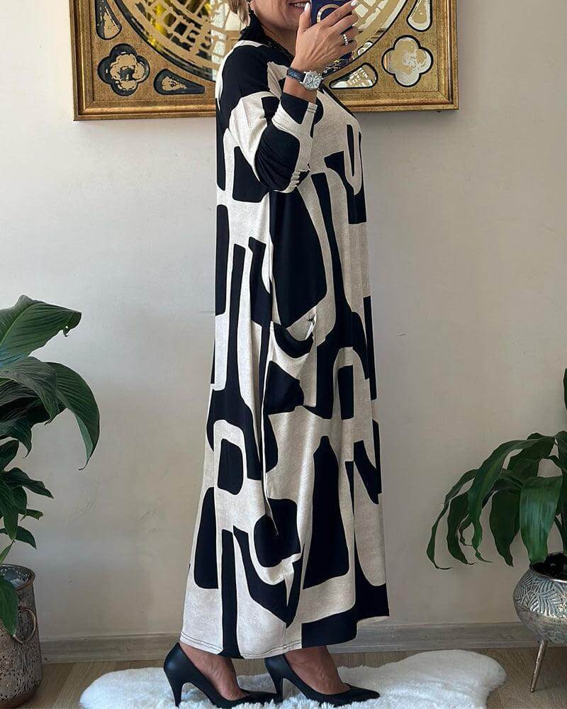 Women's Trendy Print Long Sleeve Dress