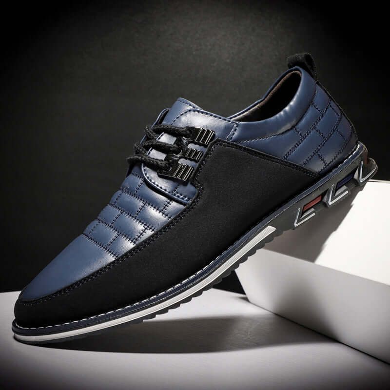 Men's Leather Checked Lace-Up Shoes
