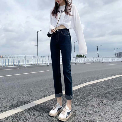 Women's Cropped Stretch Straight Leg Trousers