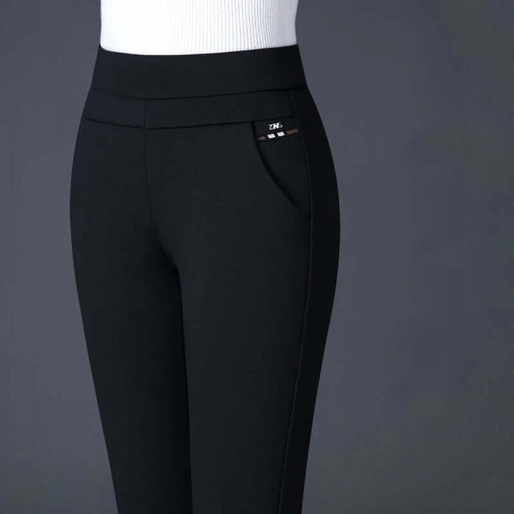 Women's Elastic High Waist Straight Leg Trousers