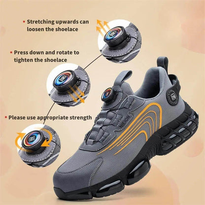 Men's Steel Toe Work Safety Shoes with Rotating Buckle