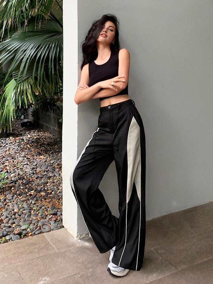 Women's Cotton Patchwork Baggy Drawstring Pants