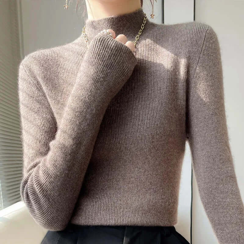 Women's Knitted Half Turtleneck Sweater