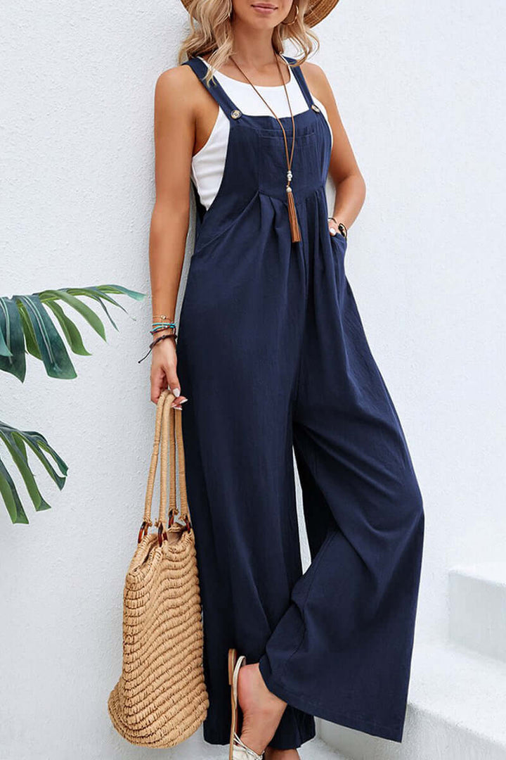 Women's Wide Neck Spaghetti Strap Jumpsuit