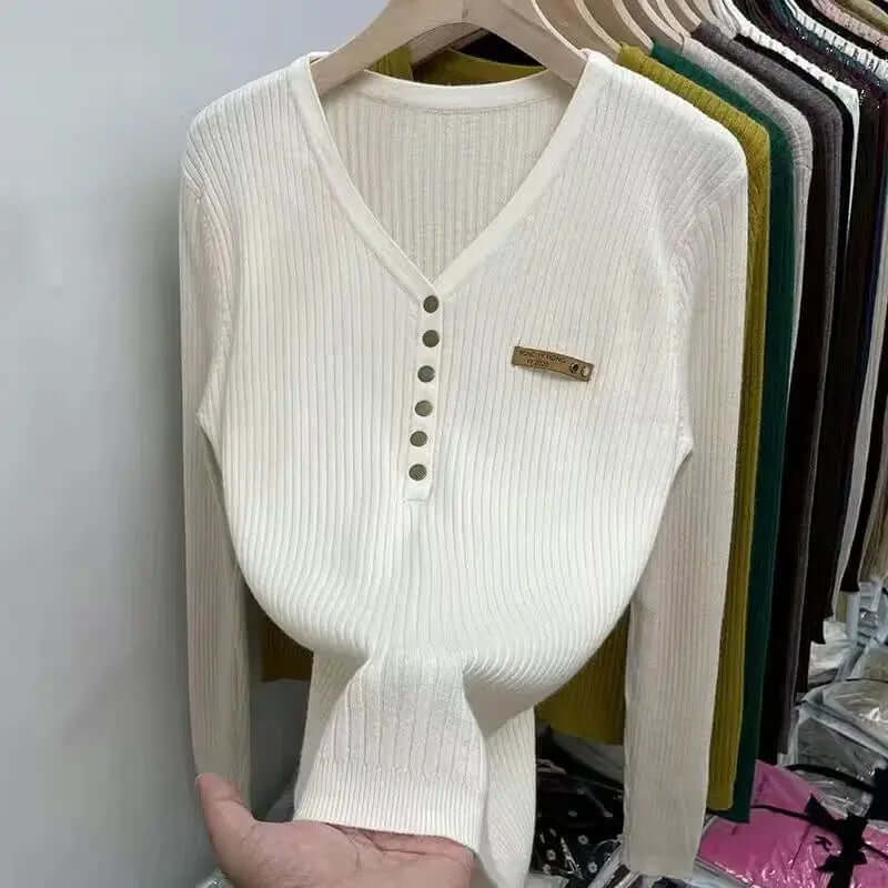 Women's V-Neck Knitted Jumper