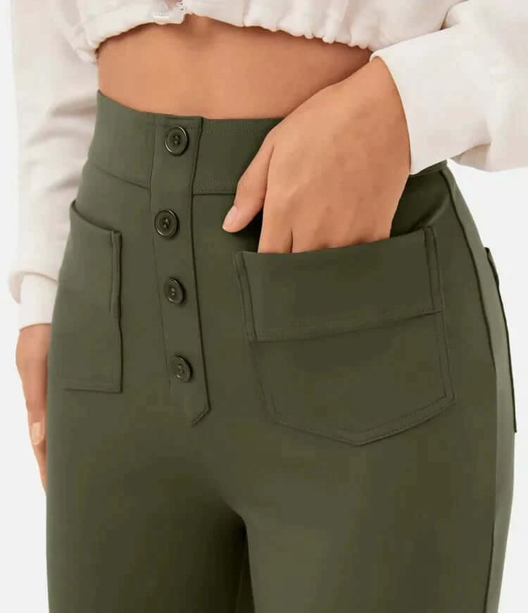 High-Waisted Straight Leg Trousers