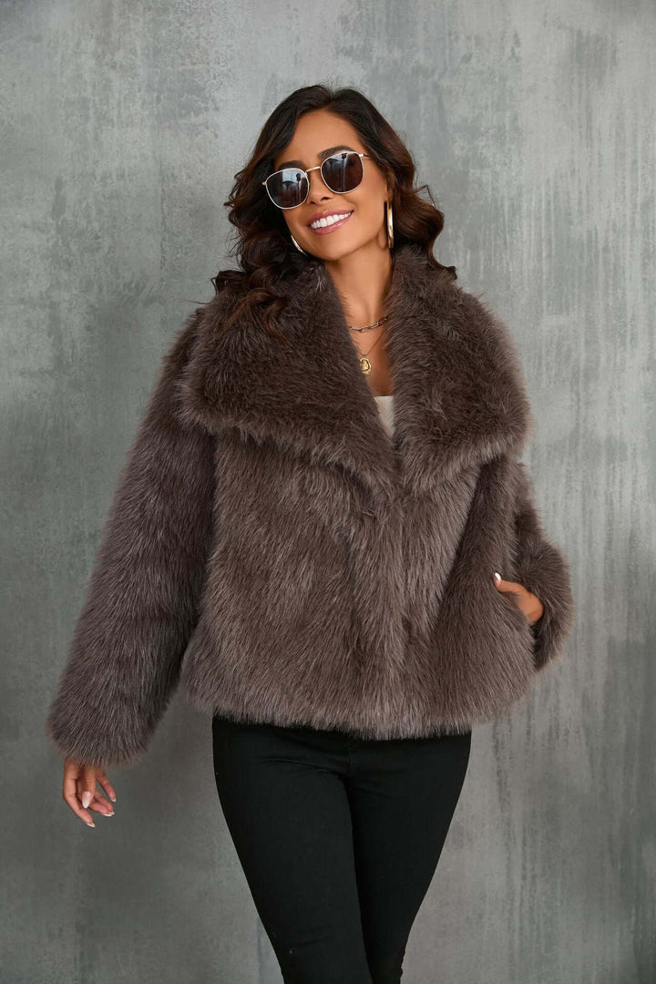 Taupe Faux Fur Coat