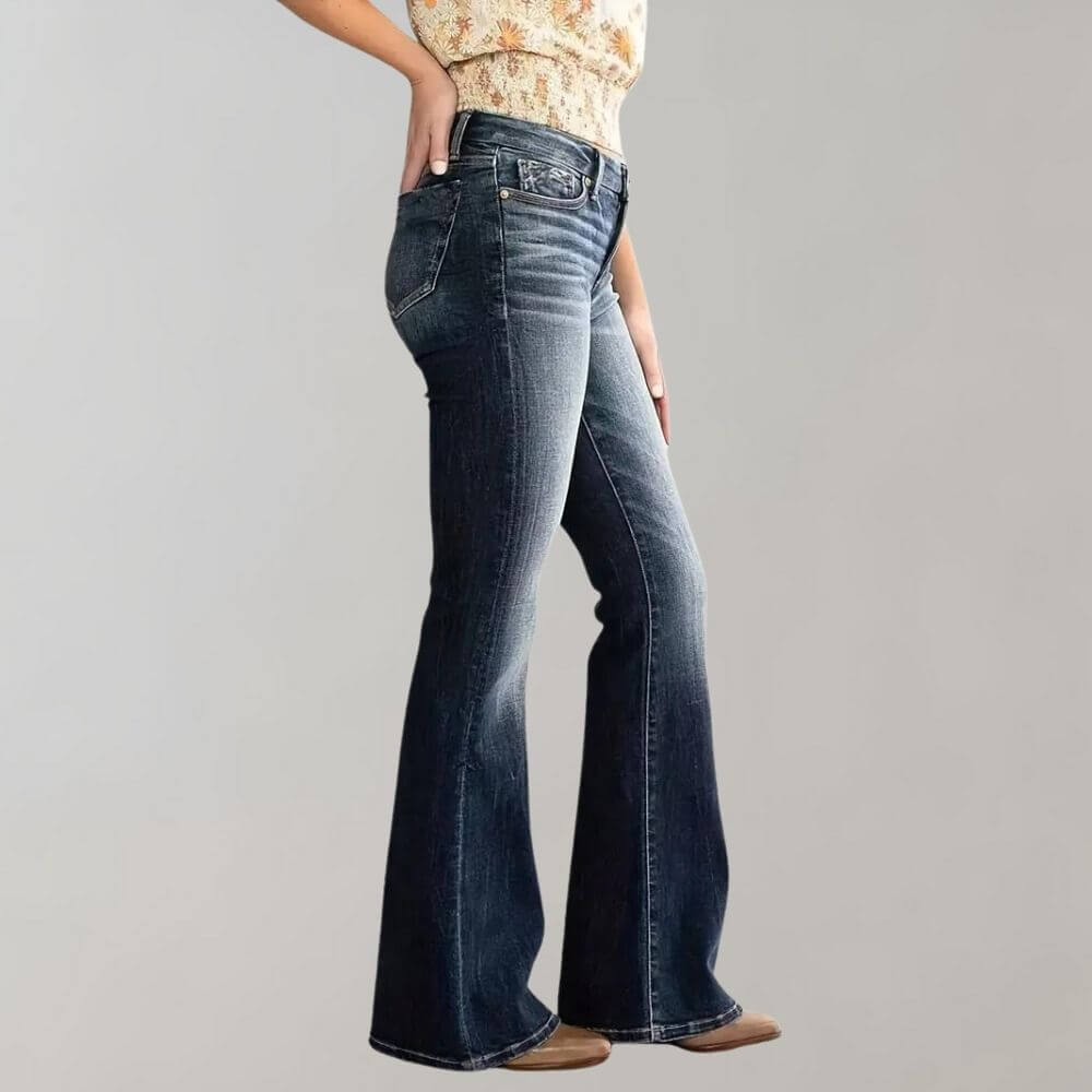 Women's Mid-Waist Slim Fit Stretch Flared Jeans
