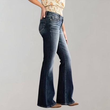 Women's Mid-Waist Slim Fit Stretch Flared Jeans
