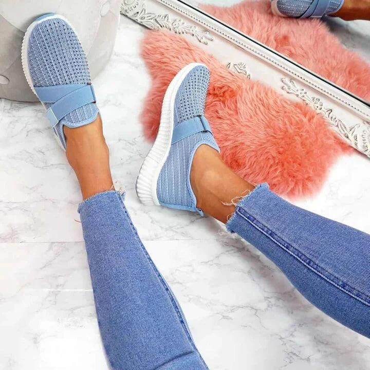 Women's Slip-On Velcro Trainers - Comfortable Walking Shoes