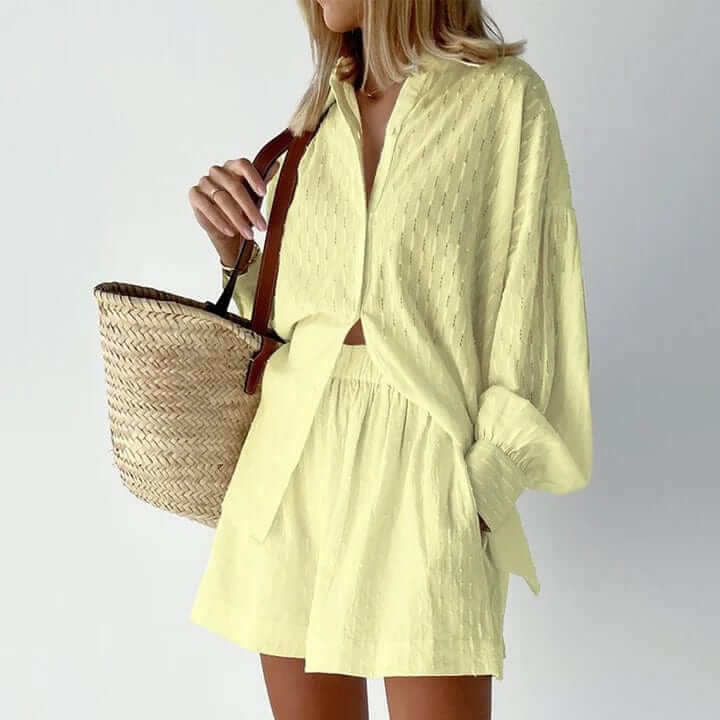 Women's Linen Shirt and Shorts Set