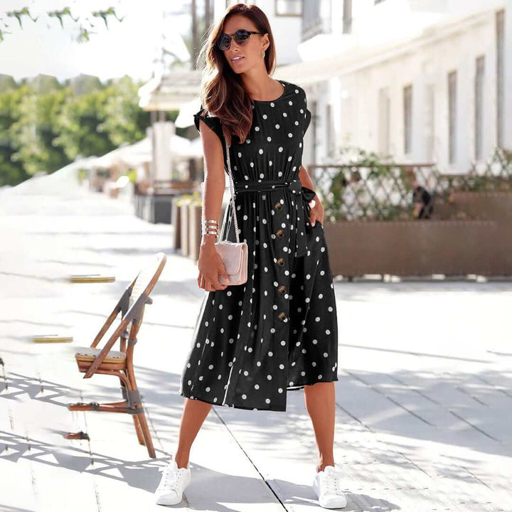 Women's Casual Polka Dot Midi Dress