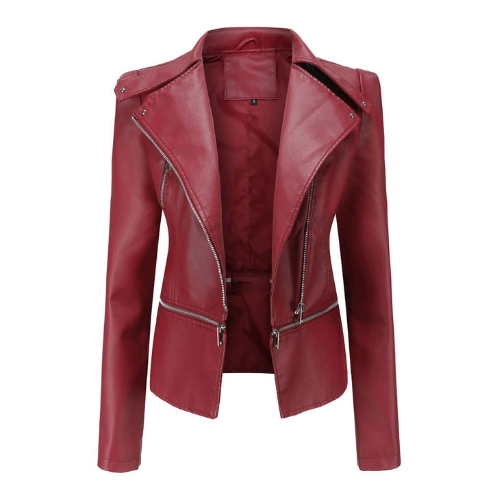 Women's Slim Fit PU Leather Motorcycle Jacket