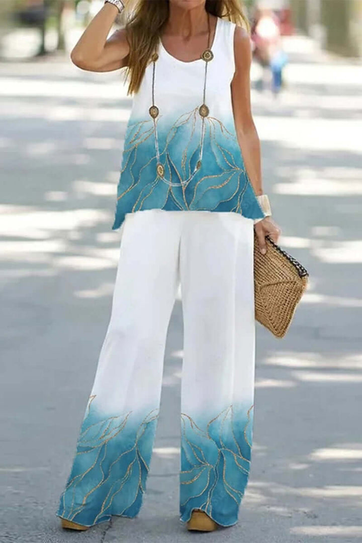 Women's Printed Patchwork Two-Piece Set