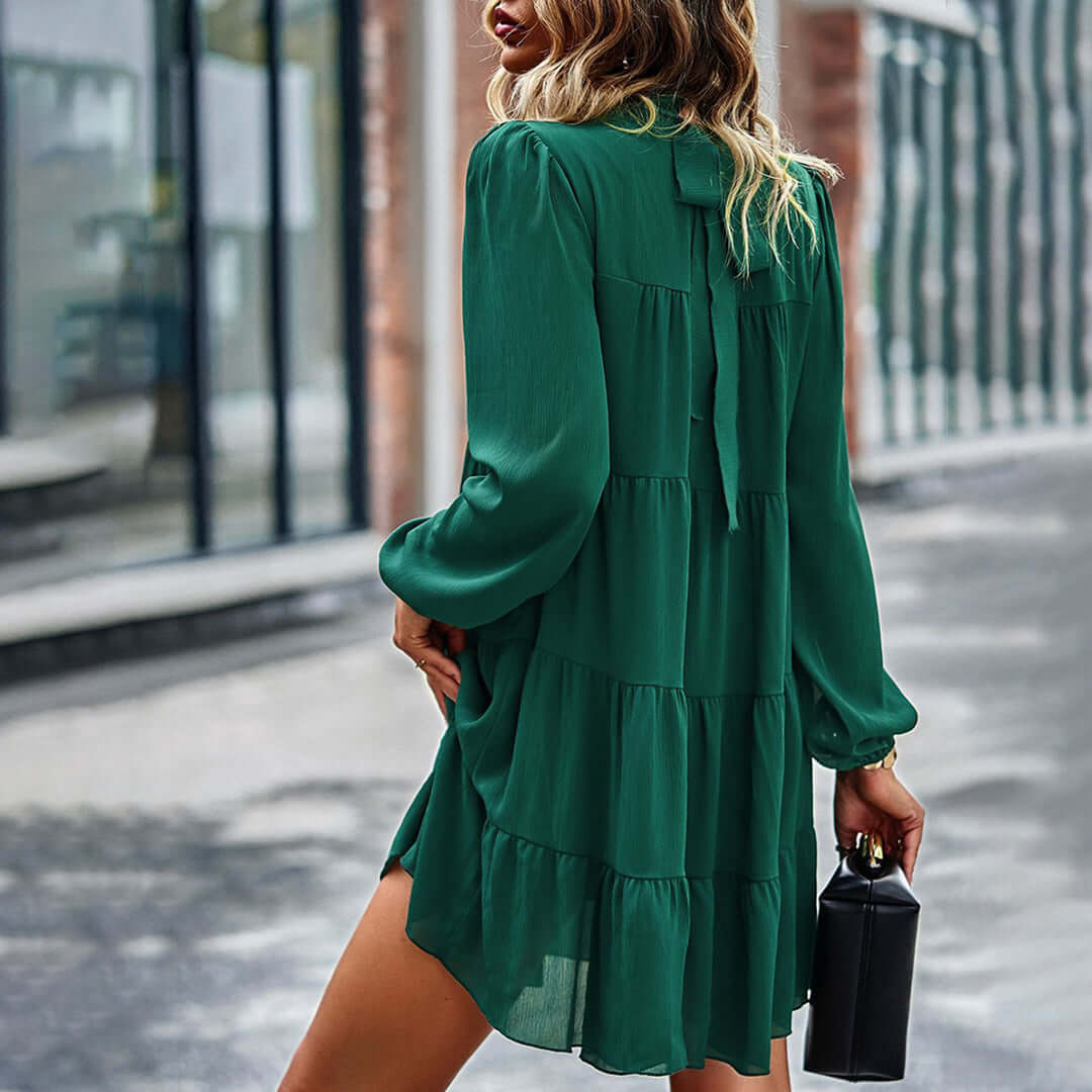 Tiered Ruffle Collar Dress - Modern