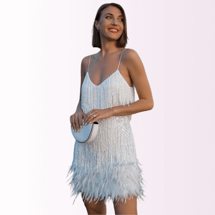 Sequin Feather Maxi Dress