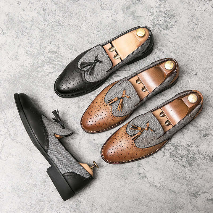 Men's Pointed Toe Fringe Sneakers