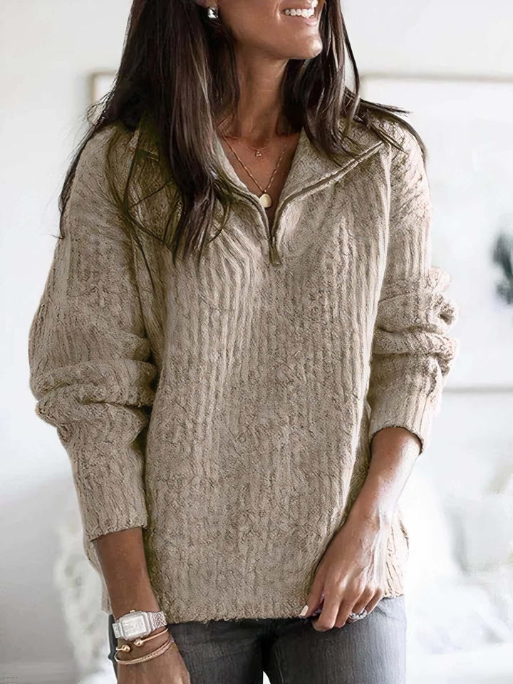 Women's Knitted Zip Collar Sweater