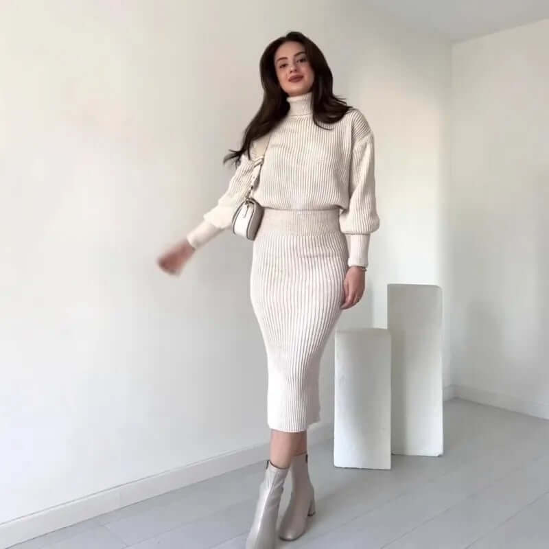 Ribbed Sweater Dress - Elegant