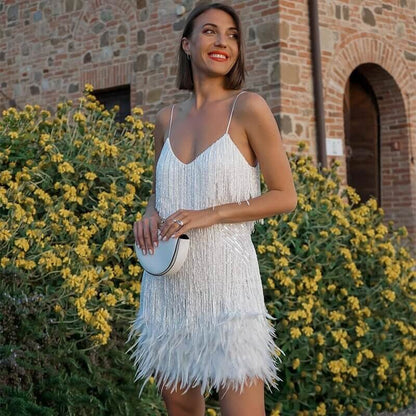 Sequin Feather Maxi Dress